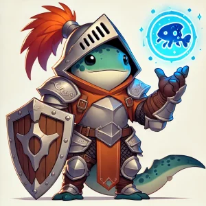 DALL·E 2024-08-15 08.59.21 - A fantasy-style character combining a Murloc and a medieval knig...webp