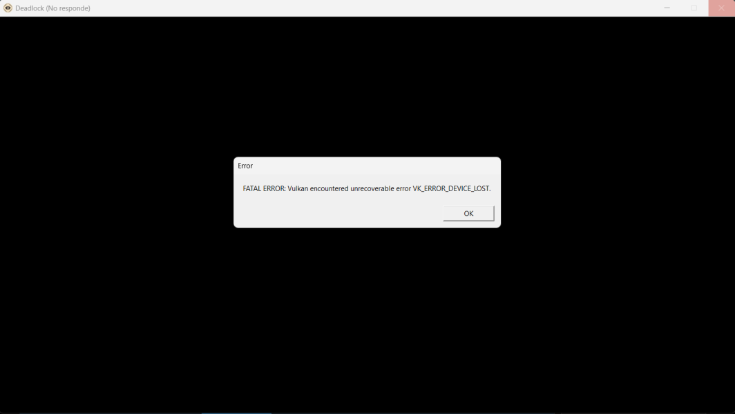 Game crashes on startup with Vulkan on Intel UHD Graphics | Deadlock