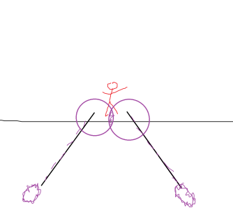 Image of two missiles being fired, converging towards the crosshair and exploding on an enemy in an overlapping area